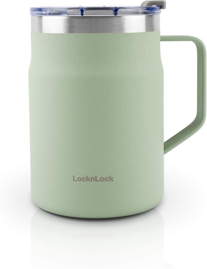 LOCK & LOCK Metro Mug with Handle & Lid Double Walled Stainless Steel ...