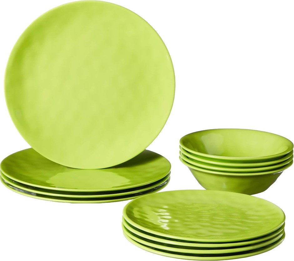 CERTIFIED INTERNATIONAL 12pc Melamine Dinnerware Set (Service for 4), Green