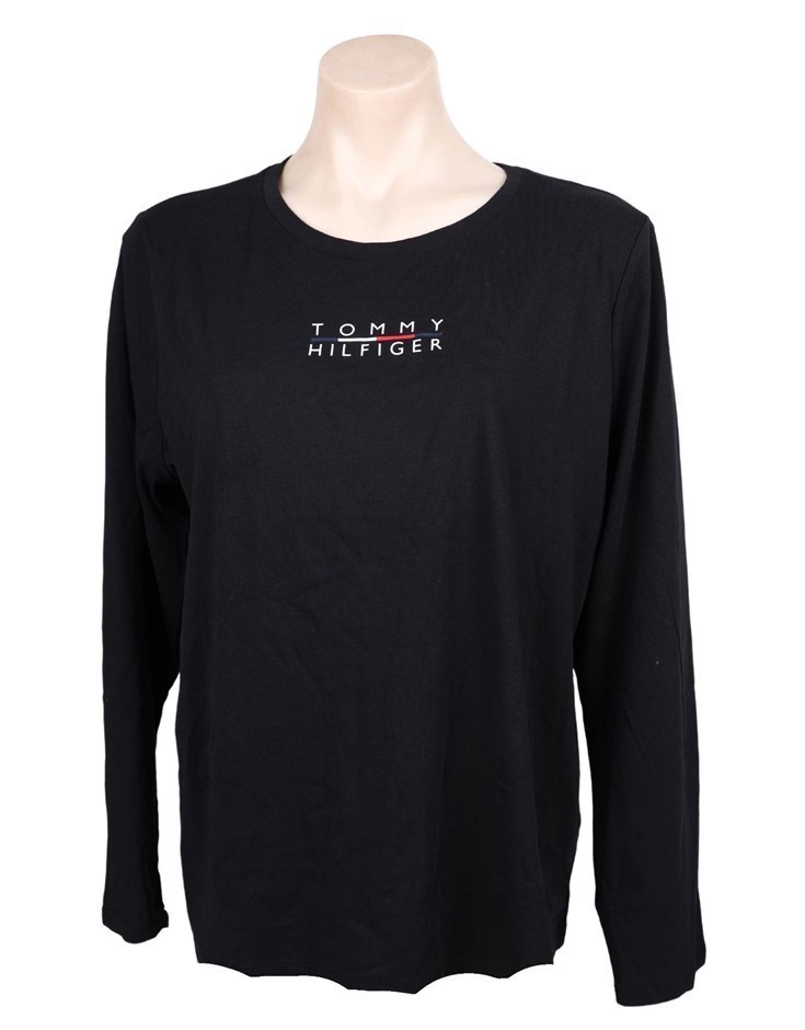 TOMMY HILFIGER Women's Long Sleeve Tee, Size S, 100% Cotton, 001 Black. Bu