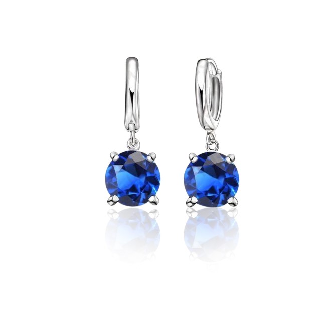 Blue Simulated Diamond Drop Earring & Necklace Set