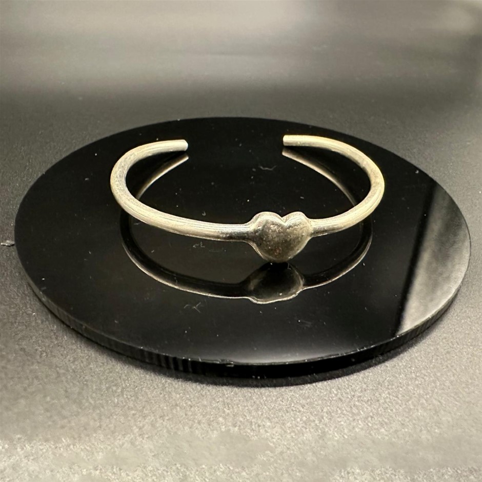 Designer Love Heart Bangle in Silver - DEMO