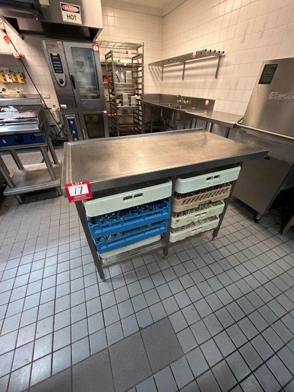 Stainless Steel Dishwasher Outfeed Bench Unit with rack storage ...