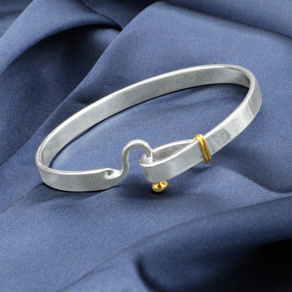 Designer 925 Sterling Silver Plated Round Bangle - Demo