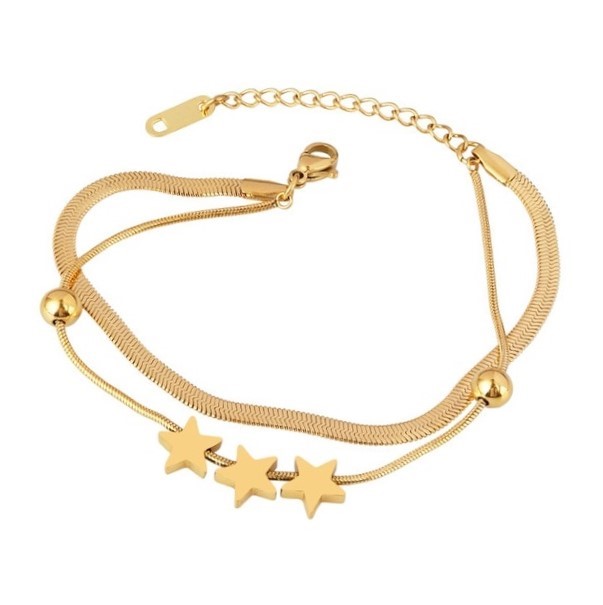 Lucky Triple Star Ball Bracelet - Yellow