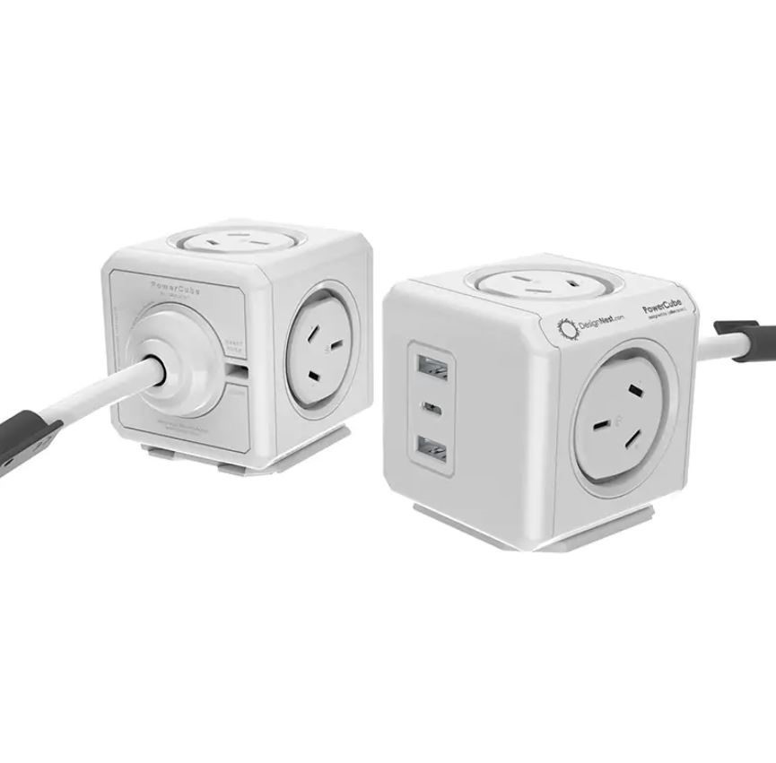 2 x ALLOCOCA PowerCubes each w/ 4 x Power Outlets & 2 x USB Ports, 1.5M Cab