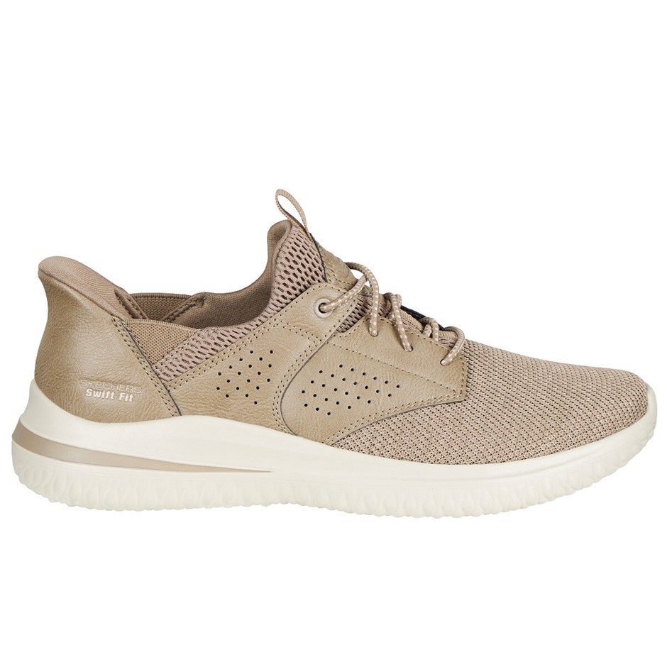 SKECHERS Men's Delson Shoes, Size US8, Taupe (TPE), 255101. Buyers Note -