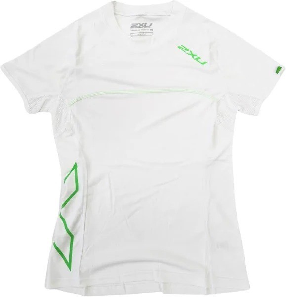 2XU Women's Sailing Short Sleeve Fibretech Tee, Size 2XL, White/Green, WY24