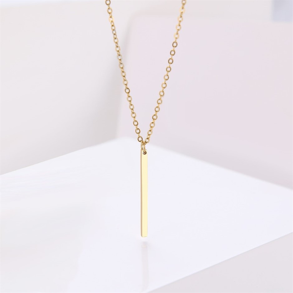 Stainless Steel Drop Pendant Necklace - Yellow