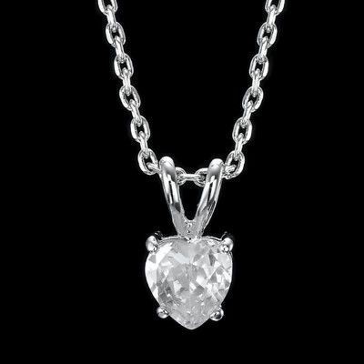 Stunning Rhodium Plated Simulated Diamond Heart Pendant