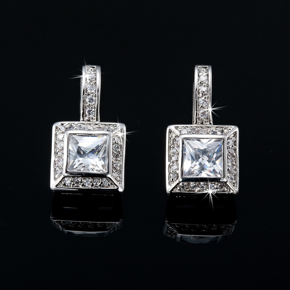 Stunning Square Drop Earrings Featuring 50 Crystals by Swarovski®