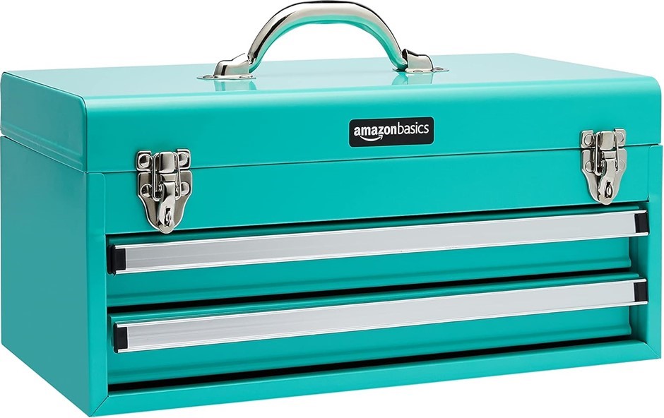 AMAZON BASICS 2-Drawer Steel Organization Chest - Turquoise Powder Coated F