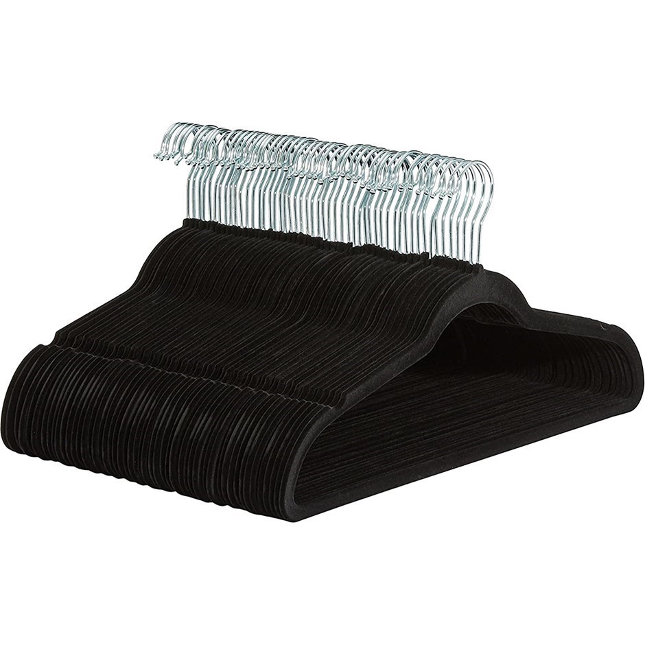 AMAZON BASICS Velvet Suit Hangers, 50pk, Black.