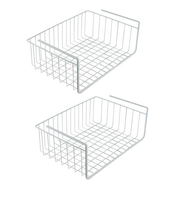 2 x SOUTHERN HOMEWARES White Wire Under Shelf Storage Organization Basket 1