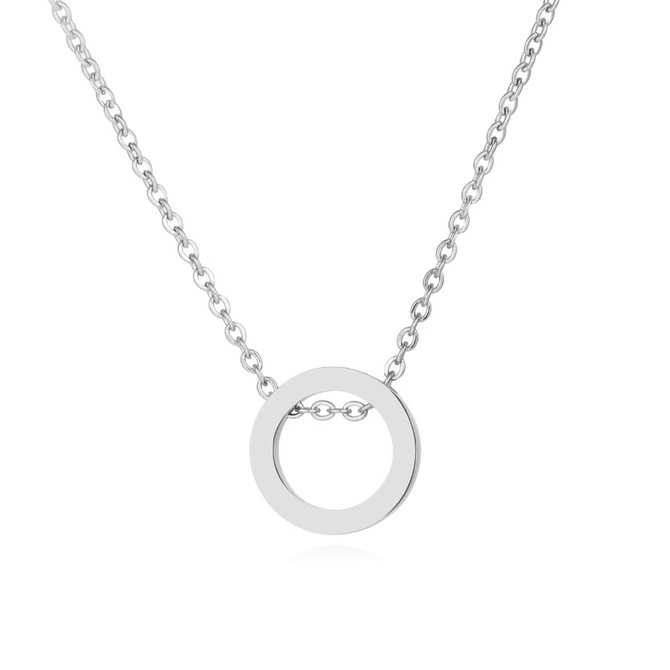Designer Stainless Steel Eternity Circle Necklace in Silver