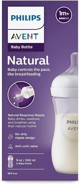2 x PHILIPS Avent Natural Response Baby Bottles, 1m+, 260ml, 2-pack, SCY903