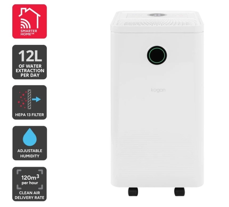 KOGAN SmarterHome™ 2-in-1 Dehumidifier and Air Purifier with HEPA 13 Filter