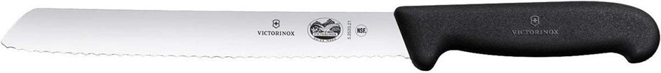 VICTORINOX Fibrox Wavy Edge Bread Knife, Colour: Black. <b>You must be 18 y