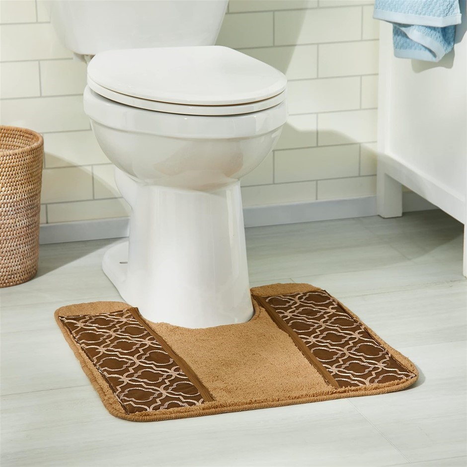 Popular Bath Contour Bath Rug, Spindle Collection, 23" x 10.5", Gold