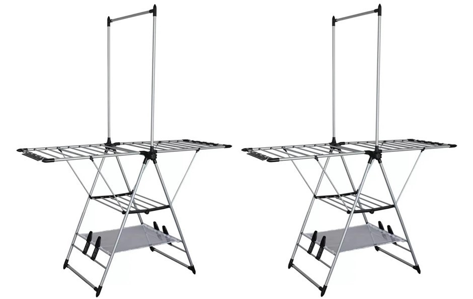 2 x MESA Gullwing Deluxe Clothes Drying Rack With Mesh Shelf. NB: Not in bo