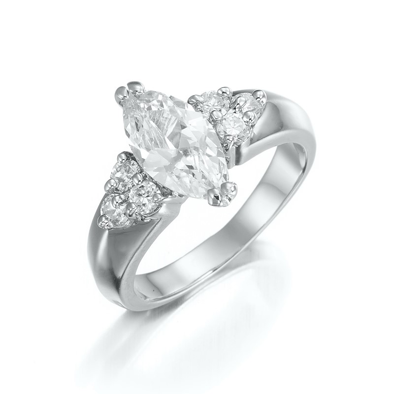 Stunning Rhodium Plated Simulated Diamond Ring - US Size 7