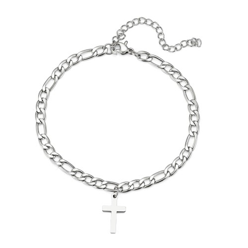 Figaro Stainless Steel Holy Cross Bracelet (adjustable)