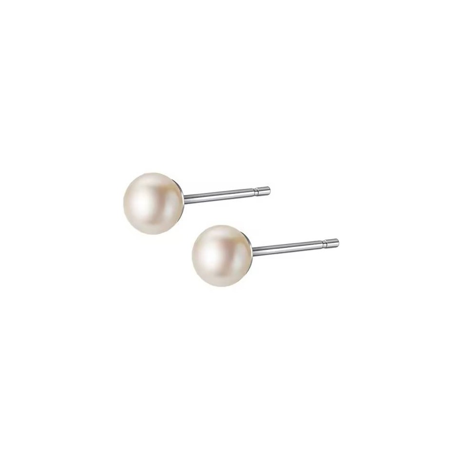 3mm White Freshwater Pearl Earrings made with solid 925 Sterling Silver