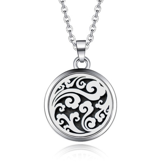 Stunning Aroma Perfume Modern Floral Twirl Necklace - Black