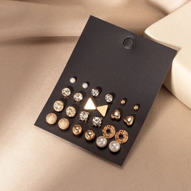 Bulk Pack of 12 Earrings in Gold