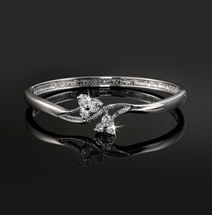 Designer Floral Crossover Bangle Featuring Crystals by Swarovski®