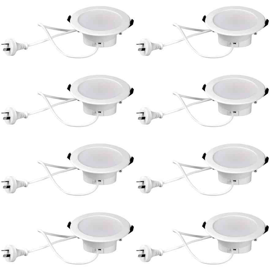8 x LASER Smart Home White LED Downlights, 240V.