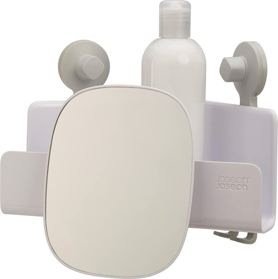 JOSEPH JOSEPH EasyStore Corner Shower Shelf with Removable Mirror - White