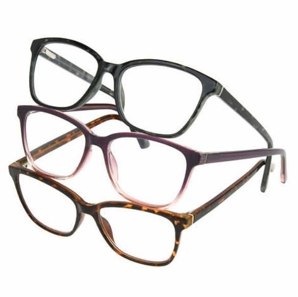 6 x FOSTER GRANT Design Optics Readers Glasses with Cases, Prescription +3.