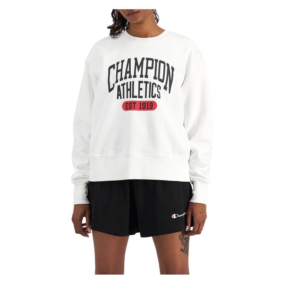 CHAMPION Women's Sporty Crew, Size XL, Cotton/Polyester, Print J2H (White),