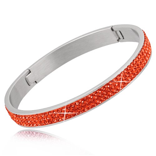 Pink Stainless Steel Bangle Featuring 200+ Stunning Crystals