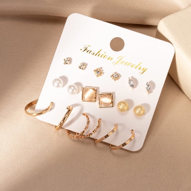 Bulk Pack of 12 Earrings in Gold
