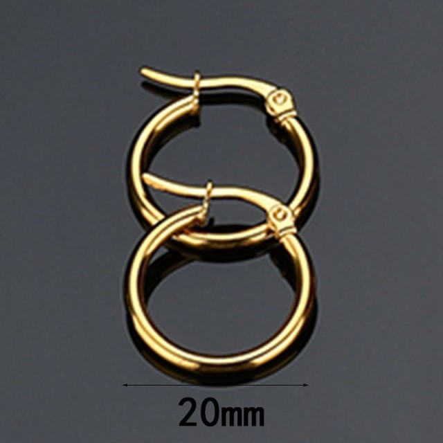 Classic 20mm Stainless Steel Hoop Earrings - Yellow