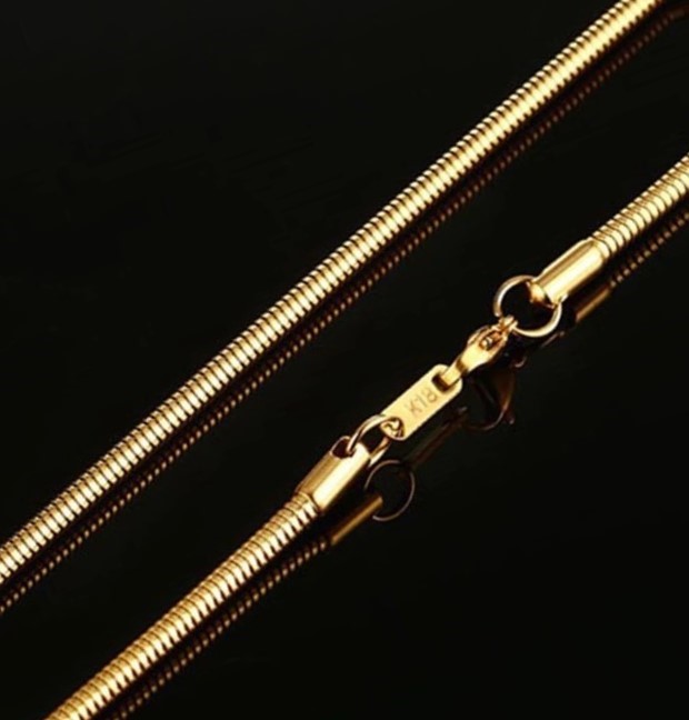 Classic 1mm Stainless Steel Snake Chain Necklace - 16 Inches (Yellow)