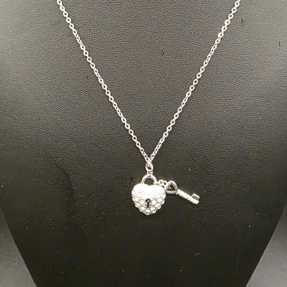 Designer Locket and Key  Featuring Crystals by Swarovski® Necklace Silver