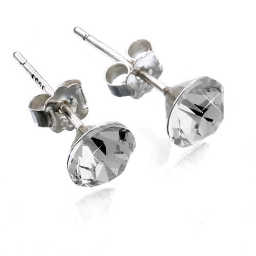 Solid 925 Sterling Silver Birthstone Earrings - April