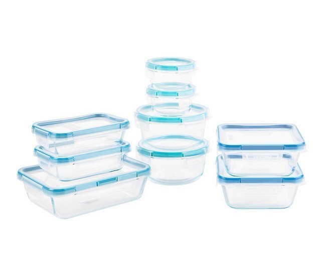 SNAPWARE 18pc PYREX Glass Food Storage Container Set. N.B. Damaged packagin