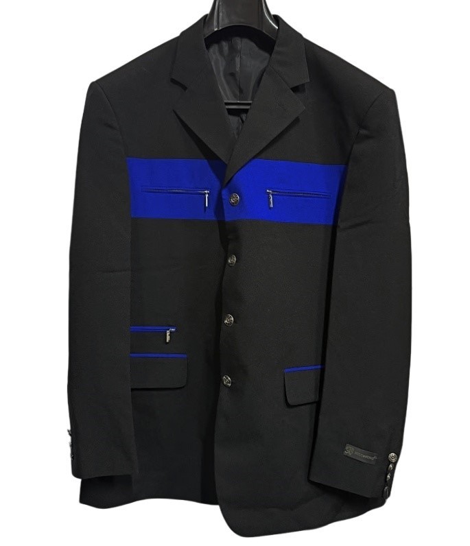 BOULVANDRE Business Jacket for ADULT Size 44R- BLACK/ ROYAL BLUE