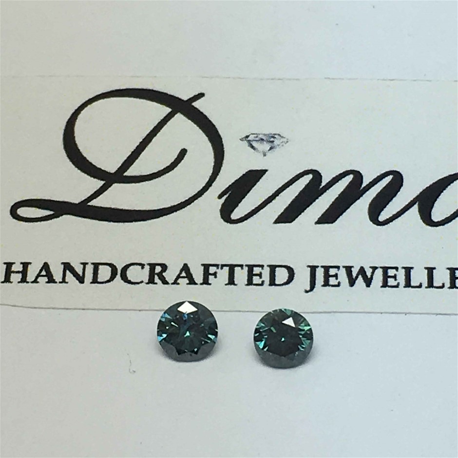 0.14ct Two Stones Blue Diamond Round