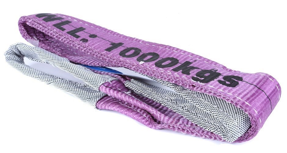 2 x Flat Webb Lifting Slings, WLL 1,000kg x 2M (With Test Cert).
