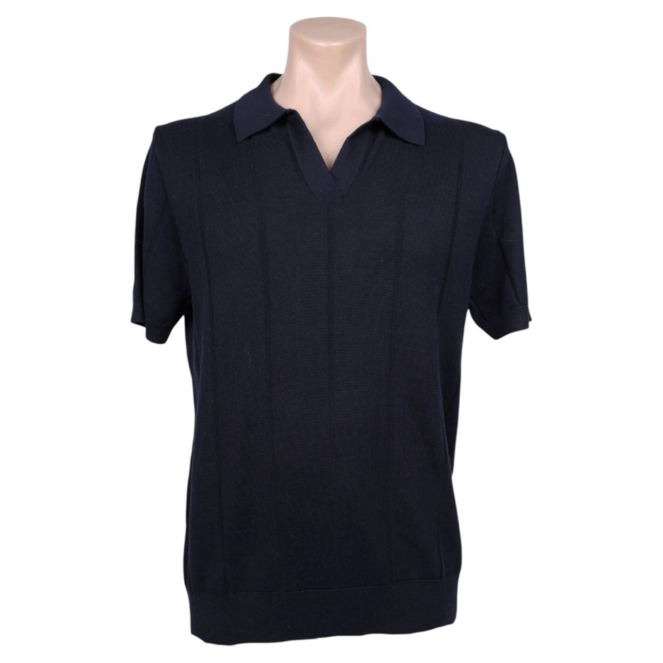 SABA Men's Knit Polo, Size 2XL, 100% Cotton, Navy, AG2124. NB: minor shop s