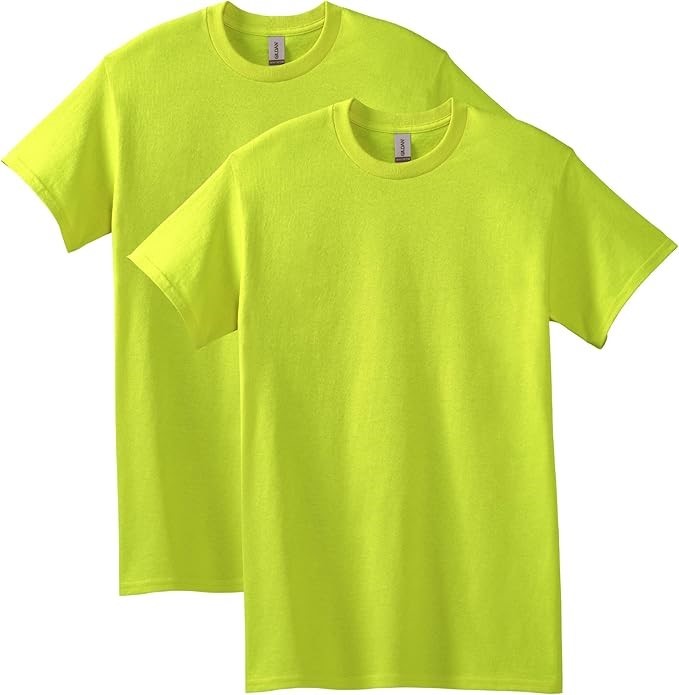 2-Pack GILDAN Men's Heavy Cotton Tees, Size L, 50% Cotton, Safety Green, G5