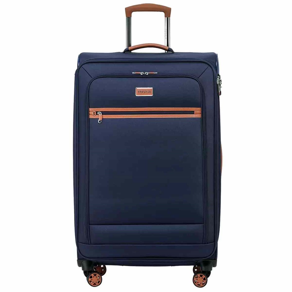 TOSCA Park Avenue Softside Luggage Case, Navy Tan, Large, 78 cm