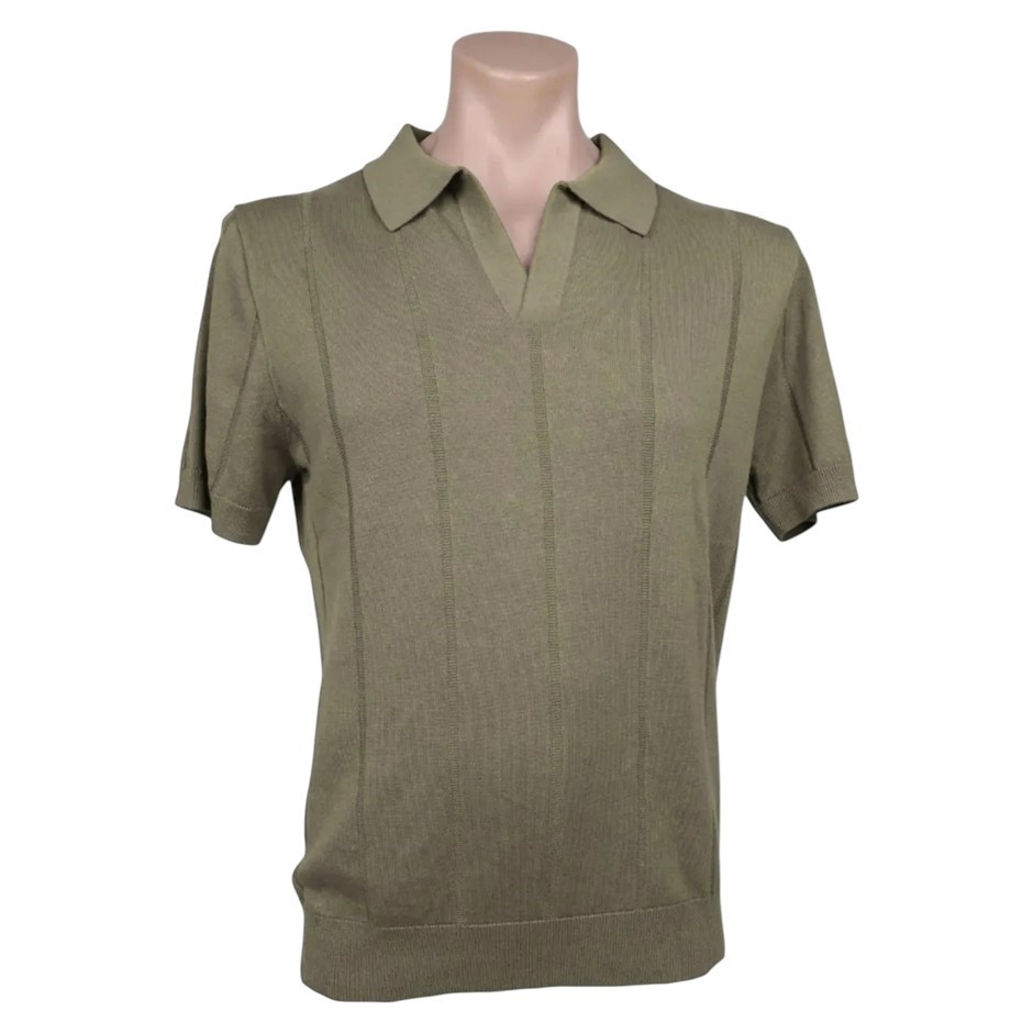 SABA Men's Knit Polo, Size 2XL, 100% Cotton, Olive, AG2124. Buyers Note -