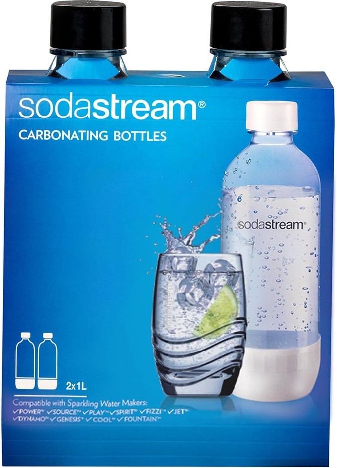 SODASTREAM1100958011 1-Liter Carbonating Bottle, Black, 2-Pack