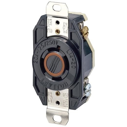 LEVITON 2410 20 Amp, 125/250 Volt, Flush Mounting Locking Receptacle, Indus