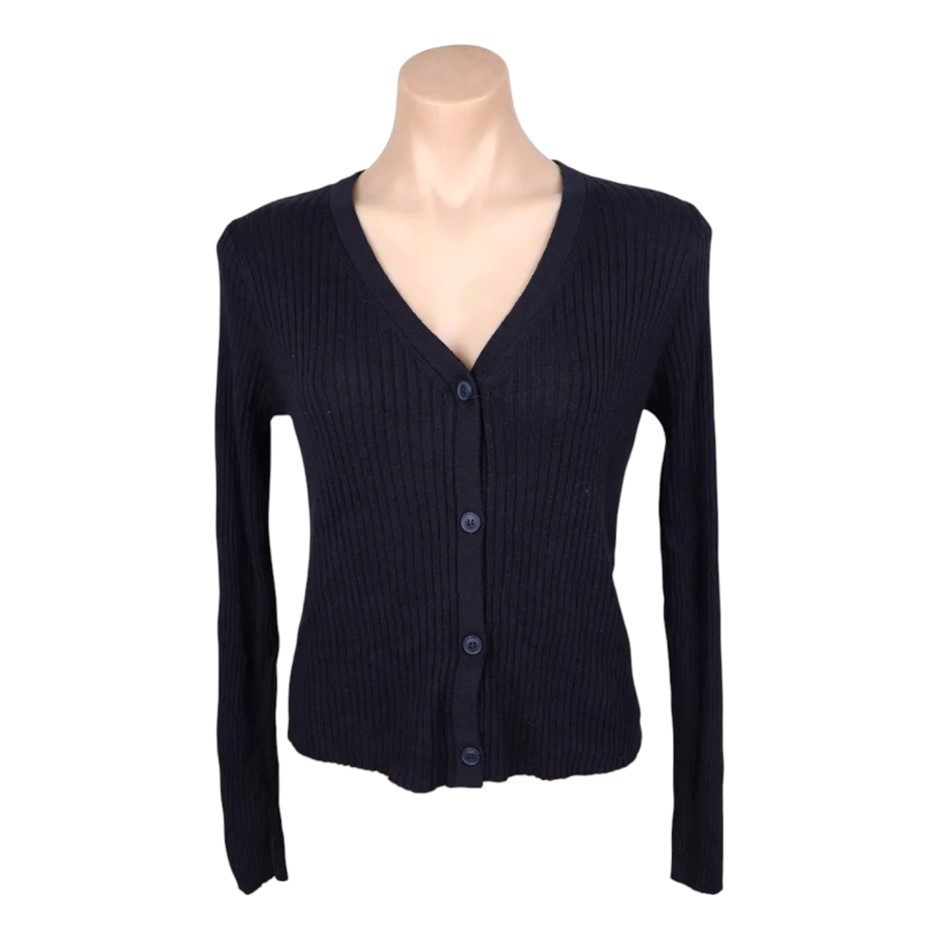MATTY M Women's Cardigan, Size L, 30% Cotton, Midnight/Dark Navy.